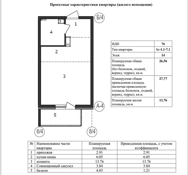 квартира-студия ЖК "Десятка", корп. 7